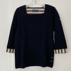 Vintage Saint John Striped Trim Sweater